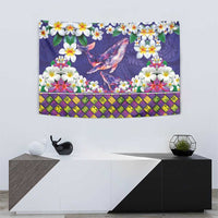 Hawaiian Plumeria and Humpback Whales Tapestry Polynerian Art Tattoo-Navy Color LT03 - Polynesian Pride
