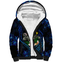 Hawaii Turtle Plumeria Flower Fanciful Sherpa Hoodie LT03 Unisex Black - Polynesian Pride