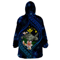 Hawaii Turtle Plumeria Flower Fanciful Wearable Blanket Hoodie