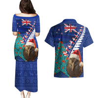 New Zealand Christmas Couples Matching Puletasi and Hawaiian Shirt Kiwi Bird Santa and Silver Fern Funny Haka Dance LT03 - Polynesian Pride