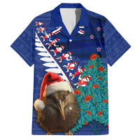 New Zealand Christmas Hawaiian Shirt Kiwi Bird Santa and Silver Fern Funny Haka Dance LT03 Blue - Polynesian Pride