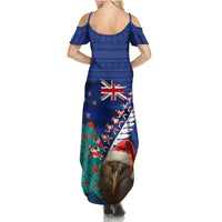 New Zealand Christmas Summer Maxi Dress Kiwi Bird Santa and Silver Fern Funny Haka Dance LT03 - Polynesian Pride