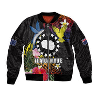 Cook Islands Independence Day Bomber Jacket Maroro and Kakaia with Hibiscus Flower Polynesian Pattern