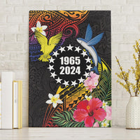 Cook Islands Independence Day Canvas Wall Art Maroro and Kakaia with Hibiscus Flower Polynesian Pattern