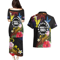 Cook Islands Independence Day Couples Matching Puletasi and Hawaiian Shirt Maroro and Kakaia with Hibiscus Flower Polynesian Pattern