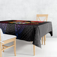 French Polynesia Bastille Day Tablecloth Tiare Flower and National Seal Polynesian Pattern