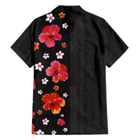 Hawaii Hibiscus and Plumeria Flowers Family Matching Long Sleeve Bodycon Dress and Hawaiian Shirt Tapa Tribal Pattern Half Style Colorful Mode