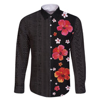 Hawaii Hibiscus and Plumeria Flowers Family Matching Mermaid Dress and Hawaiian Shirt Tapa Tribal Pattern Half Style Colorful Mode