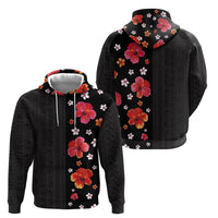 Hawaii Hibiscus and Plumeria Flowers Hoodie Tapa Tribal Pattern Half Style Colorful Mode