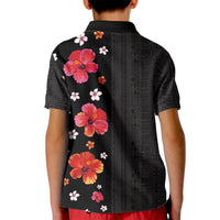 Hawaii Hibiscus and Plumeria Flowers Kid Polo Shirt Tapa Tribal Pattern Half Style Colorful Mode LT03 - Polynesian Pride