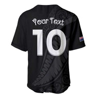 New Zealand Rugby Custom Baseball Jersey Sporty Silver Fern Shape with Maori Tattoos - Polynesian Pride