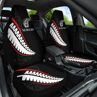 New Zealand Rugby Car Seat Cover Sporty Silver Fern Shape with Maori Tattoos - Polynesian Pride