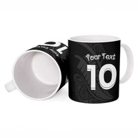 New Zealand Rugby Custom Ceramic Mug Sporty Silver Fern Shape with Maori Tattoos LT03 - Polynesian Pride