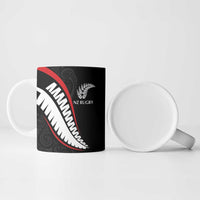 New Zealand Rugby Custom Ceramic Mug Sporty Silver Fern Shape with Maori Tattoos LT03 - Polynesian Pride