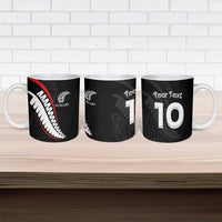 New Zealand Rugby Custom Ceramic Mug Sporty Silver Fern Shape with Maori Tattoos LT03 - Polynesian Pride