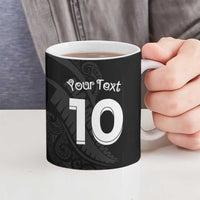 New Zealand Rugby Custom Ceramic Mug Sporty Silver Fern Shape with Maori Tattoos LT03 - Polynesian Pride