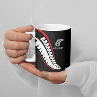 New Zealand Rugby Custom Ceramic Mug Sporty Silver Fern Shape with Maori Tattoos LT03 - Polynesian Pride