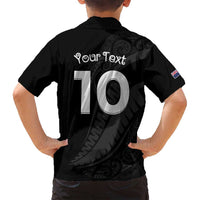 New Zealand Rugby Custom Family Matching Long Sleeve Bodycon Dress and Hawaiian Shirt Sporty Silver Fern Shape with Maori Tattoos - Polynesian Pride