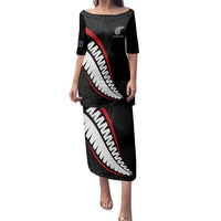 New Zealand Rugby Custom Family Matching Puletasi and Hawaiian Shirt Sporty Silver Fern Shape with Maori Tattoos - Polynesian Pride
