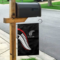 New Zealand Rugby Garden Flag Sporty Silver Fern Shape with Maori Tattoos - Polynesian Pride