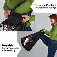 New Zealand Rugby Grocery Bag Sporty Silver Fern Shape with Maori Tattoos - Polynesian Pride