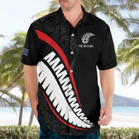 New Zealand Rugby Custom Hawaiian Shirt Sporty Silver Fern Shape with Maori Tattoos - Polynesian Pride