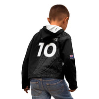 New Zealand Rugby Custom Kid Hoodie Sporty Silver Fern Shape with Maori Tattoos - Polynesian Pride
