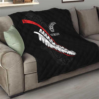 New Zealand Rugby Quilt Sporty Silver Fern Shape with Maori Tattoos - Polynesian Pride