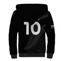 New Zealand Rugby Custom Sherpa Hoodie Sporty Silver Fern Shape with Maori Tattoos - Polynesian Pride
