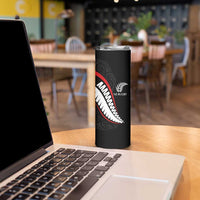 New Zealand Rugby Custom Skinny Tumbler Sporty Silver Fern Shape with Maori Tattoos - Polynesian Pride
