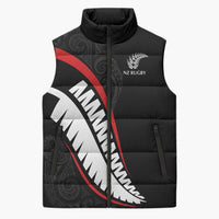 New Zealand Rugby Custom Sleeveless Puffer Jacket Sporty Silver Fern Shape with Maori Tattoos - Polynesian Pride