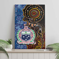 Samoa and Australia Together Canvas Wall Art Kangaroo and Tribal Hibiscus Aboriginal Pattern