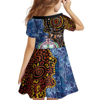 Samoa and Australia Together Family Matching Long Sleeve Bodycon Dress and Hawaiian Shirt Kangaroo and Tribal Hibiscus Aboriginal Pattern