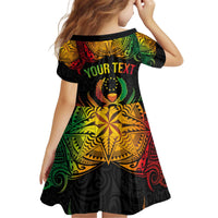 Personalised Pohnpei Independence Day Family Matching Off Shoulder Short Dress and Hawaiian Shirt Polynesian Tattoo and Plumeria Reggae Color