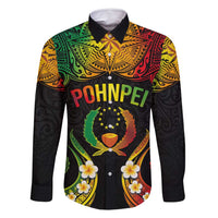 Personalised Pohnpei Independence Day Family Matching Tank Maxi Dress and Hawaiian Shirt Polynesian Tattoo and Plumeria Reggae Color