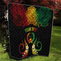 Personalised Pohnpei Independence Day Quilt Polynesian Tattoo and Plumeria Reggae Color