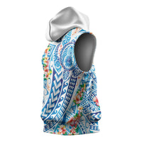 Hawaiian Turtle and Lei Sleeveless Hoodie Tribal Kakau and Tropical Plants Human Heart LT03 - Polynesian Pride