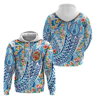 Hawaiian Turtle and Lei Zip Hoodie Tribal Kakau and Tropical Plants Human Heart LT03 - Polynesian Pride