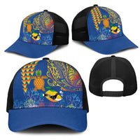 Hawaii Ocean Mesh Trucker Cap Pineapple Turtle and Mango Reef Triggerfish and Kakau Tattoo LT03 - Polynesian Pride