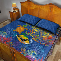 Hawaii Ocean Quilt Bed Set Pineapple Turtle and Mango Reef Triggerfish and Kakau Tattoo LT03 - Polynesian Pride