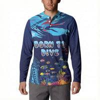 Personalized Hawaii Diving Button Sweatshirt Tribal Pattern with Ocean Floor LT03 - Polynesian Pride