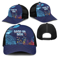 Hawaii Diving Mesh Trucker Cap Tribal Pattern with Ocean Floor LT03 - Polynesian Pride
