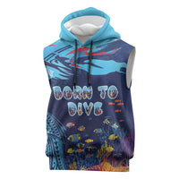 Personalized Hawaii Diving Sleeveless Hoodie Tribal Pattern with Ocean Floor LT03 Multicolor - Polynesian Pride