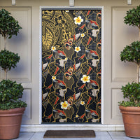 Hawaiian and Japanese Door Cover Polynesian Tattoo with Japanese Culture Kintsugi Style LT03 Multicolor - Polynesian Pride
