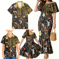 Hawaiian and Japanese Family Matching Mermaid Dress and Hawaiian Shirt Polynesian Tattoo with Japanese Culture Kintsugi Style LT03 - Polynesian Pride