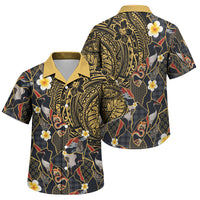 Hawaiian and Japanese Family Matching Off Shoulder Maxi Dress and Hawaiian Shirt Polynesian Tattoo with Japanese Culture Kintsugi Style LT03 Son's Shirt Multicolor - Polynesian Pride