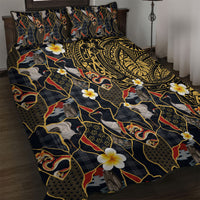 Hawaiian and Japanese Quilt Bed Set Polynesian Tattoo with Japanese Culture Kintsugi Style LT03 Multicolor - Polynesian Pride