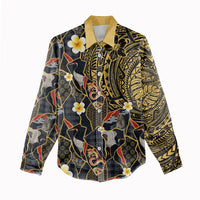 Hawaiian and Japanese Women Casual Shirt Polynesian Tattoo with Japanese Culture Kintsugi Style LT03 - Polynesian Pride