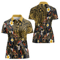 Hawaiian and Japanese Women Polo Shirt Polynesian Tattoo with Japanese Culture Kintsugi Style LT03 - Polynesian Pride