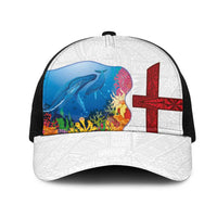 Tonga Swimming with Whales Mesh Trucker Cap Ngatu Pattern LT03 One Size Black Multicolor - Polynesian Pride